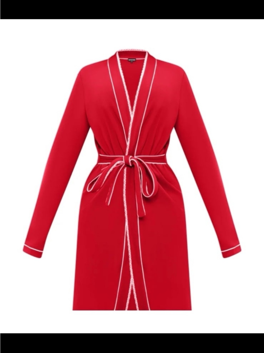 WAYDAMIN Women’s Red Tie-Waist Robe with Contrast Piping